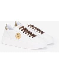 Roberto Cavalli - Weiße Sneaker Mit Leoparden-Print Und Rc Monogramm - Lyst