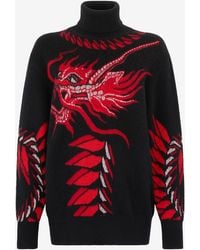 Roberto Cavalli - Long Sweater With Pattern And Dragon - Lyst