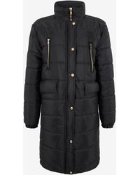 Roberto Cavalli - Doudoune Longue Noire À Col Montant - Lyst