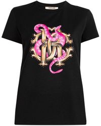 Roberto Cavalli - Rc Monogram Snake-print Cotton T-shirt - Lyst