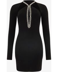Roberto Cavalli - Mini Dress With Cut-Out And Bejeweled Neckline - Lyst