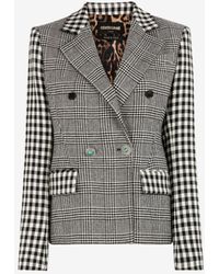 Roberto Cavalli - Houndstooth And Gingham Double-breasted Blazer - Lyst
