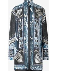 Roberto Cavalli - Short Silk Dress With Marble Print - Lyst