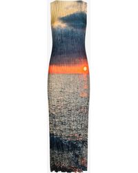 Roberto Cavalli - Langes Kleid Mit Sunrise-Print - Lyst