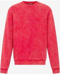 Roberto Cavalli - Stone-Washed Sweatshirt With Monogram Rc - Lyst