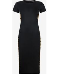 Roberto Cavalli - Midi Dress With Leopard Print Panels - Lyst