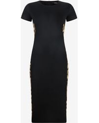 Roberto Cavalli - Midi Dress With Leopard Print Panels - Lyst