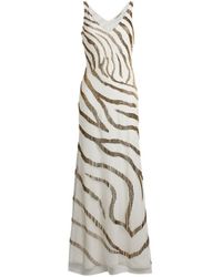 Roberto Cavalli - Bestickte robe mit zebra-muster - Lyst