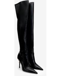 Roberto Cavalli - Serpentine Over The Knee Leather Boots - Lyst