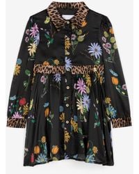 Roberto Cavalli - Robe En Soie À Imprimé Floral Et Jaguar - Lyst