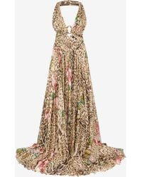 Roberto Cavalli - Jaguar Roses Print Silk Dress - Lyst