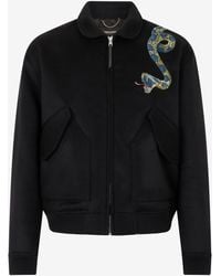 Roberto Cavalli - Bomber Jacket With Snake Embroidery - Lyst