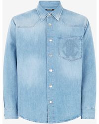 Roberto Cavalli - Denim Shirt With Mirror Snake Monogram - Lyst