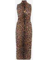 Roberto Cavalli - Jaguar-print Gathered Dress - Lyst