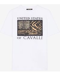 Roberto Cavalli - T-shirt mit animalischem patchwork-print - Lyst