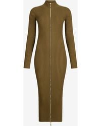 Roberto Cavalli - Ribbed-Knit Zip-Front Midi Dress - Lyst