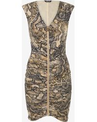 Roberto Cavalli - Mini Dress With Zipper And Python Print - Lyst