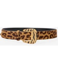 Roberto Cavalli - Leopard Belt With Bejeweled Buckle - Lyst