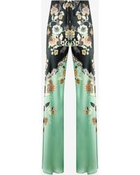 Roberto Cavalli - Silk Pants With Kimono Print - Lyst