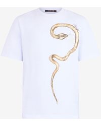 Roberto Cavalli - T-Shirt With Printed Snake - Lyst