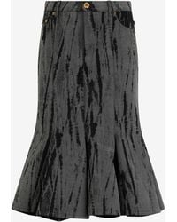 Roberto Cavalli - Denim Skirt With A Streak Effect - Lyst