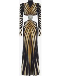 Roberto Cavalli - Cut-Out Knit Dress With Ray Of Print - Lyst