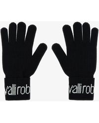 Roberto Cavalli - Wool Blend Gloves With Logo - Lyst