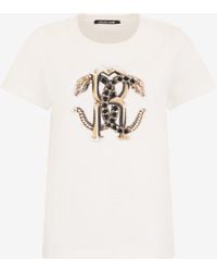 Roberto Cavalli - Ivory T-Shirt With Logo - Lyst