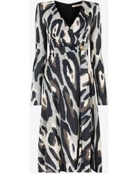 Roberto Cavalli - Animal-Print Wrap Midi Dress - Lyst