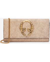 Roberto Cavalli - Serpentine Leather Wallet With Chain - Lyst
