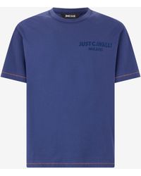 Roberto Cavalli - T-Shirt With Jc Monogram And Contrasting Seams - Lyst