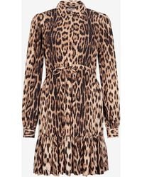Roberto Cavalli - Leopard Print Mini Dress - Lyst