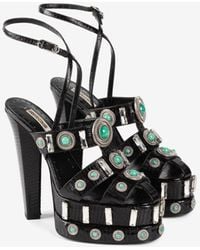 Roberto Cavalli - Embellished Platform Sandals - Lyst