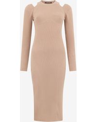 Roberto Cavalli - Cut-Out Ribbed Midi Dress - Lyst