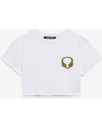 Roberto Cavalli - Cotton Crop Top With Tigers - Lyst