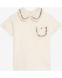 Roberto Cavalli - Ivory T-Shirt With Leopard-Trim Collar - Lyst