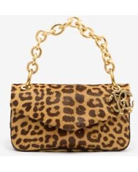 Roberto Cavalli - Small Bag With Leopard Skin Print And Chain - Lyst
