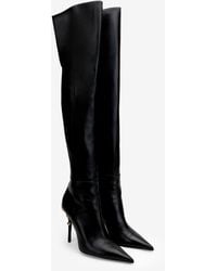 Roberto Cavalli - Serpentine Over The Knee Leather Boots - Lyst