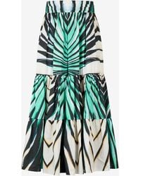 Roberto Cavalli - Ray Of Sea Print Cotton Midi Skirt - Lyst