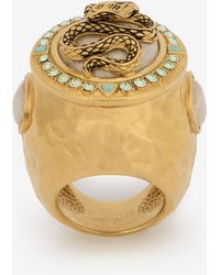 Roberto Cavalli - Snake And Gemstone Ring - Lyst