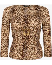 Roberto Cavalli - Long-Sleeve Top With Baby Jaguar Print - Lyst