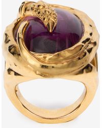 Roberto Cavalli - Bague De Cocktail Dorée Avec Améthyste - Lyst