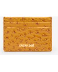 Roberto Cavalli - Ostrich-Effect Flat Card Holder - Lyst