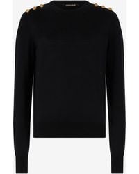 Roberto Cavalli - Pullover Mit Goldfarbenen Knöpfen - Lyst