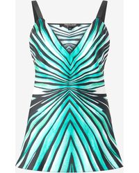 Roberto Cavalli - Ray Of Sea Print Silk Top - Lyst