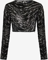 Roberto Cavalli - Crop Top With Rhinestone-Detailed Zebra Design - Lyst