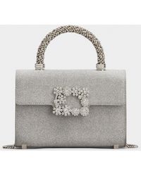 Roger Vivier - Flower Strass Jewel Buckle Clutch Bag Mini In Glitter Fabric - Lyst