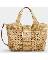 Roger Vivier - Viv' Choc Mini Shopping Bag In Raffia - Lyst