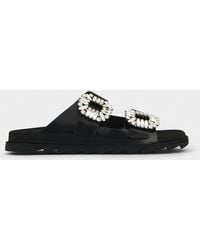 Roger Vivier - Slidy Viv' Leather Sandals - Lyst