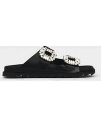 Roger Vivier - Slidy Viv' Leather Sandals - Lyst